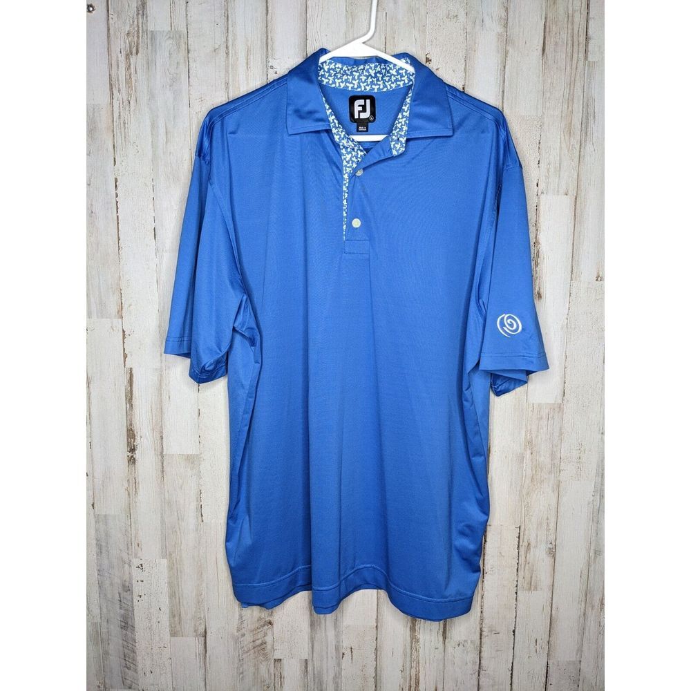 FJ FootJoy Polo‎ Shirt Mens Large Blue Golf Casual Short Sleeve